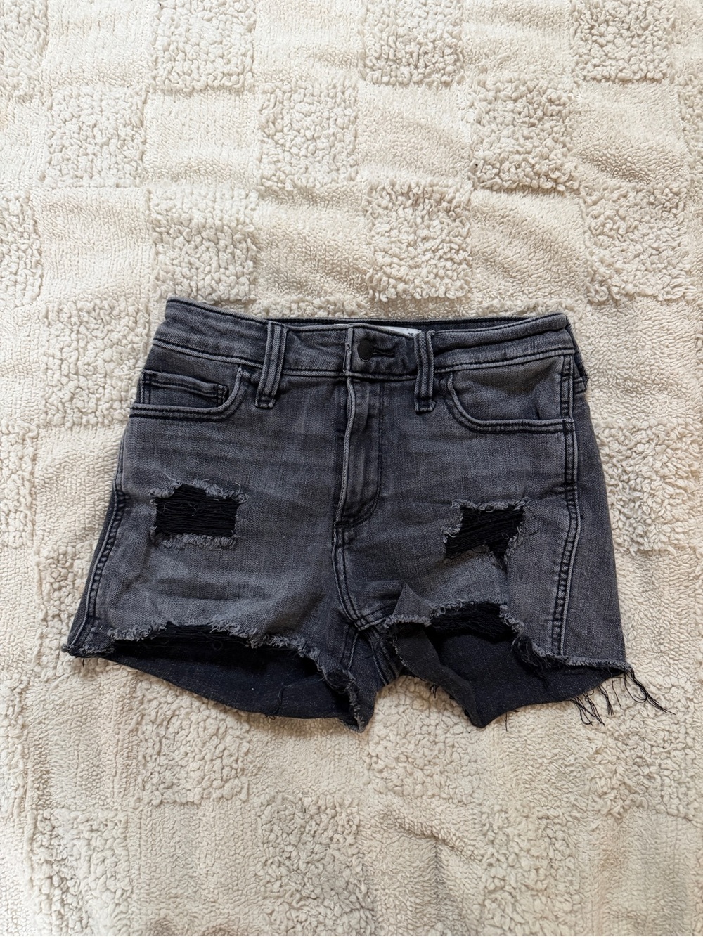 American Eagle Outfitters Distressed Charcoal Black Denim Shorts